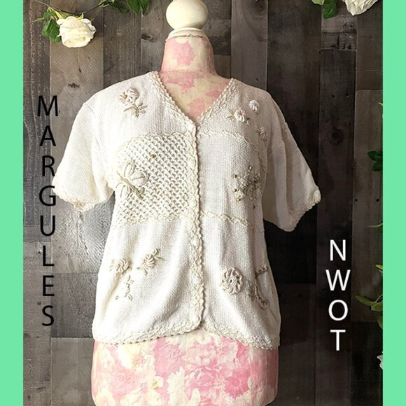 MARGULES VINTAGE FLOWER CARDIGAN LIKE BRAND NEW SIZE LARGE BUTTON DOWN S… - Picture 3 of 10
